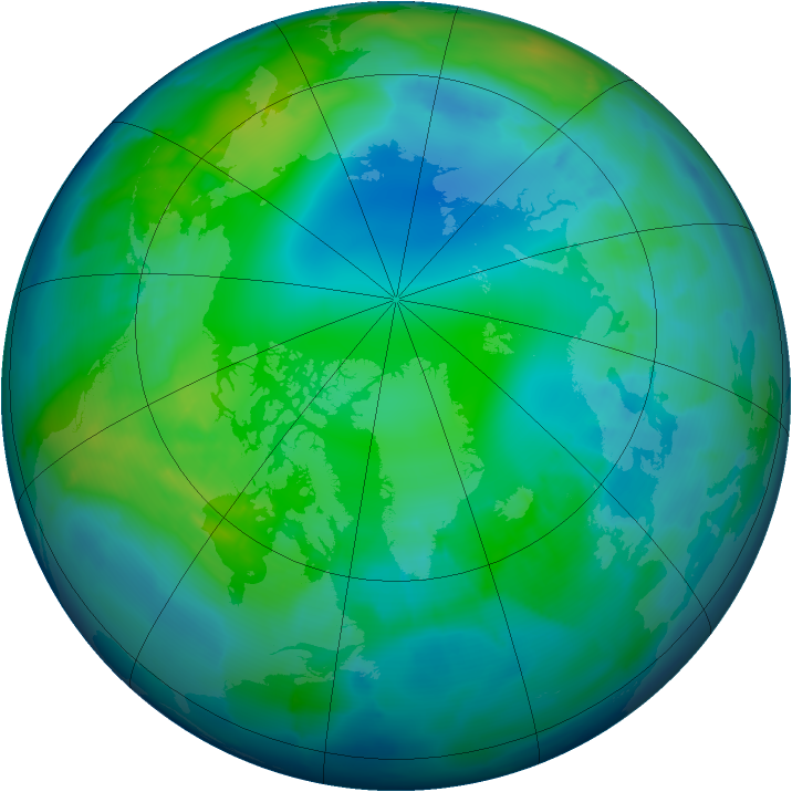 Arctic ozone map for 09 November 2012